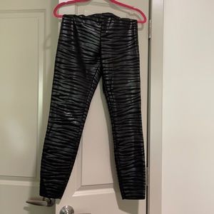 Zara Zebra Detailing Faux Leather Legging Pants